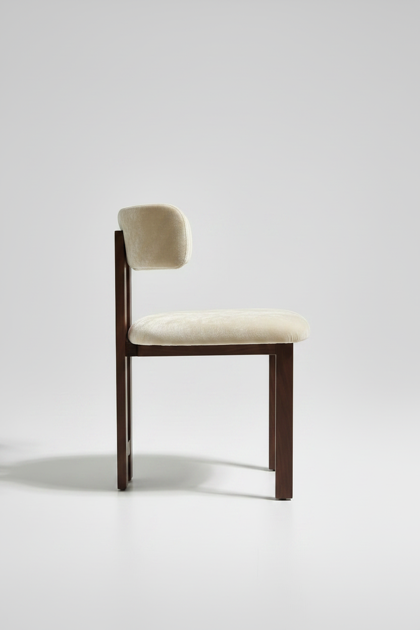 Arista Chair | Walnut Wood - OffWhite Velvet
