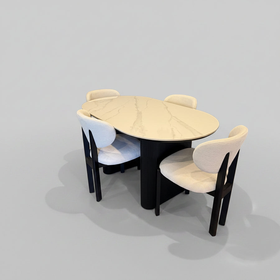 Dove Chair | Black Wood - Offwhite Linen