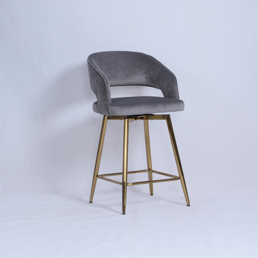 Bella Swivel Stool | Grey Velvet