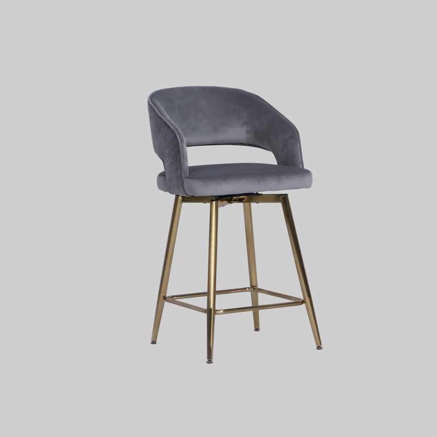 Bella Swivel Stool | Grey Velvet