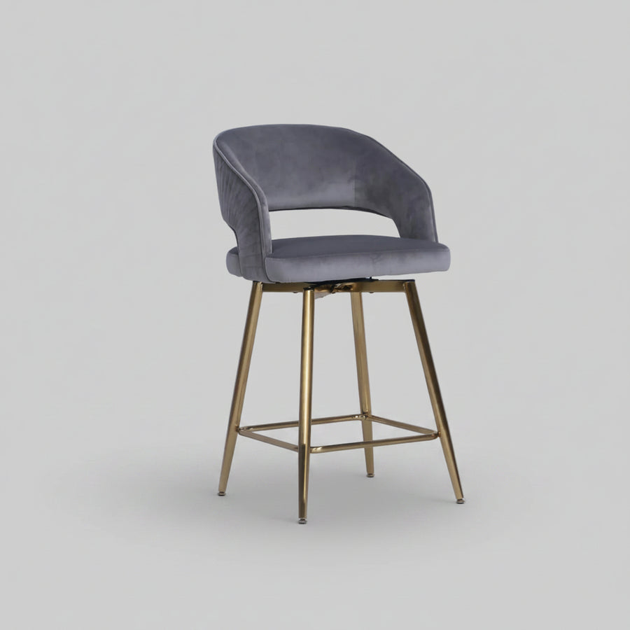Bella Swivel Stool | Grey Velvet