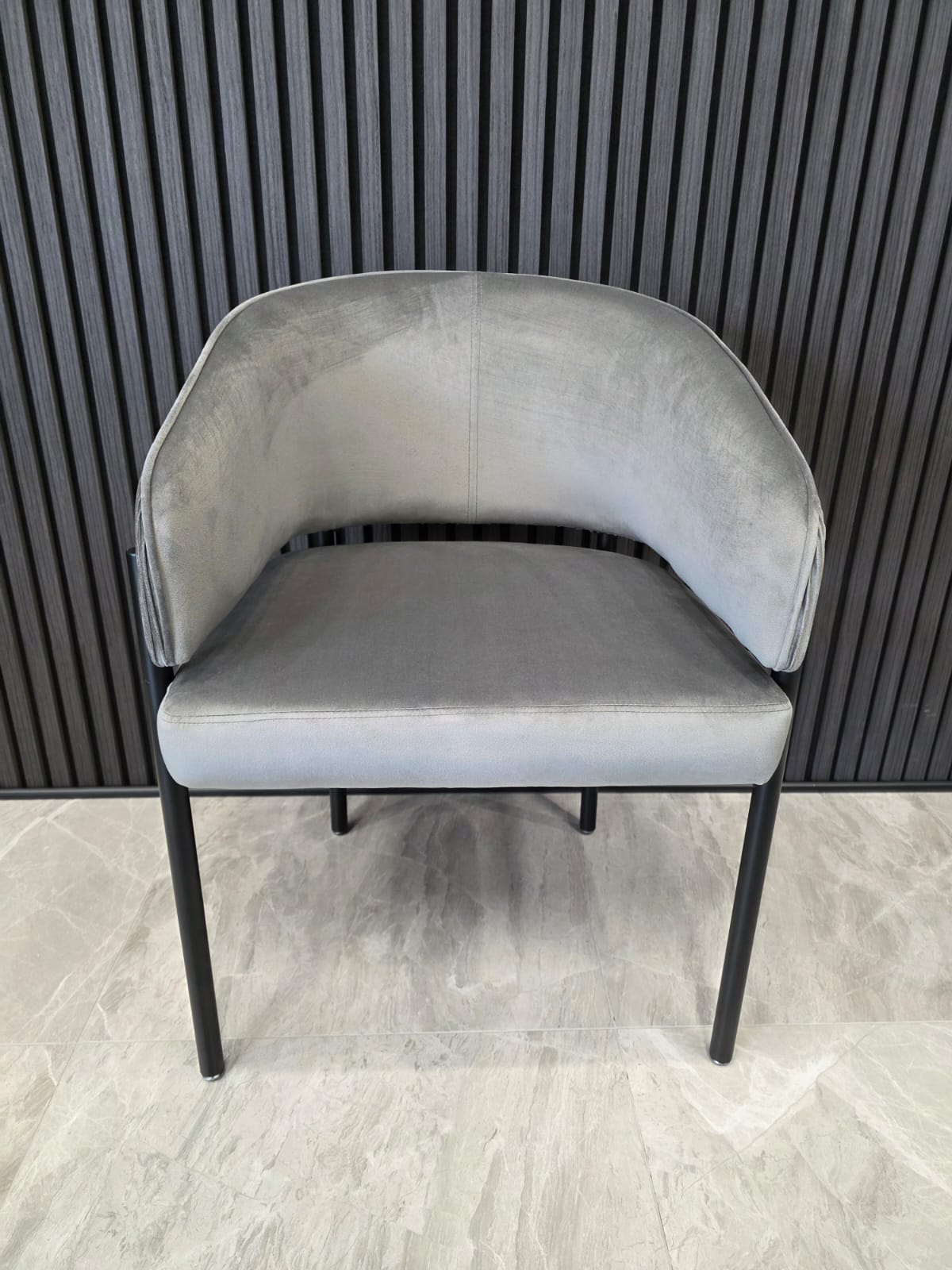 Tiffany Pleated Chair | Grey Velvet