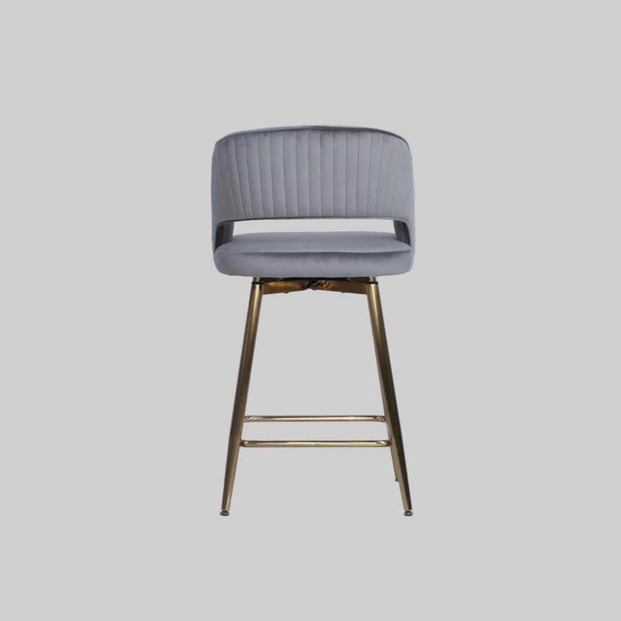 Bella Swivel Stool | Grey Velvet