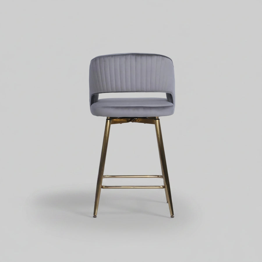 Bella Swivel Stool | Grey Velvet