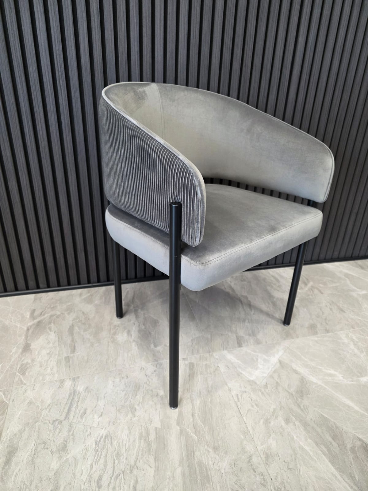 Tiffany Pleated Chair | Grey Velvet