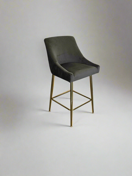 Caviar Kitchen Stools | Gray Velvet