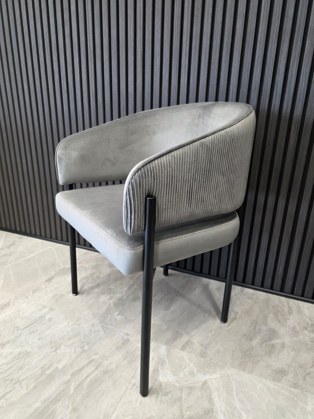 Tiffany Pleated Chair | Grey Velvet