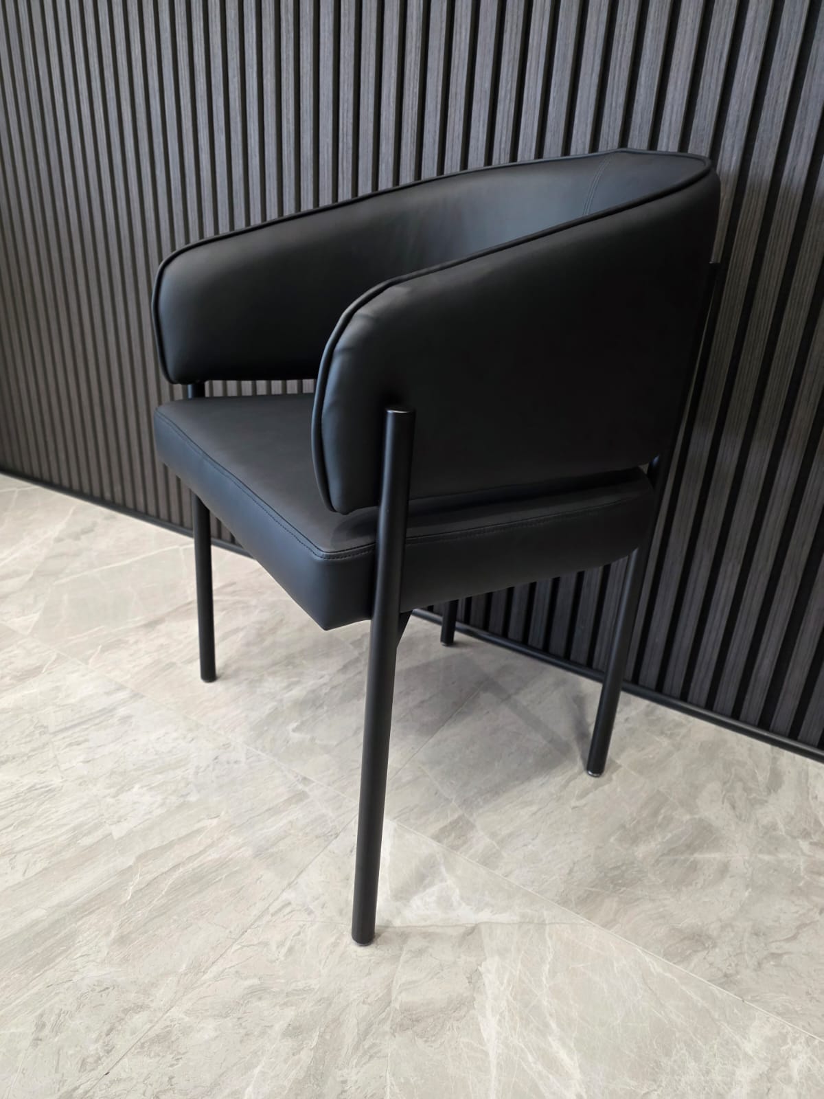 Tiffany Chair | Black PU Black Legs