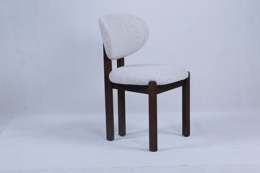 Dove Chair | Walnut Wood - Grey Beige Boucle Fabric