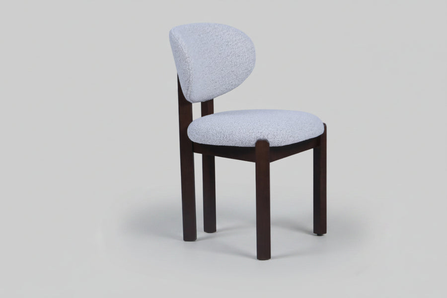 Dove Chair | Walnut Wood - Grey Beige Boucle Fabric
