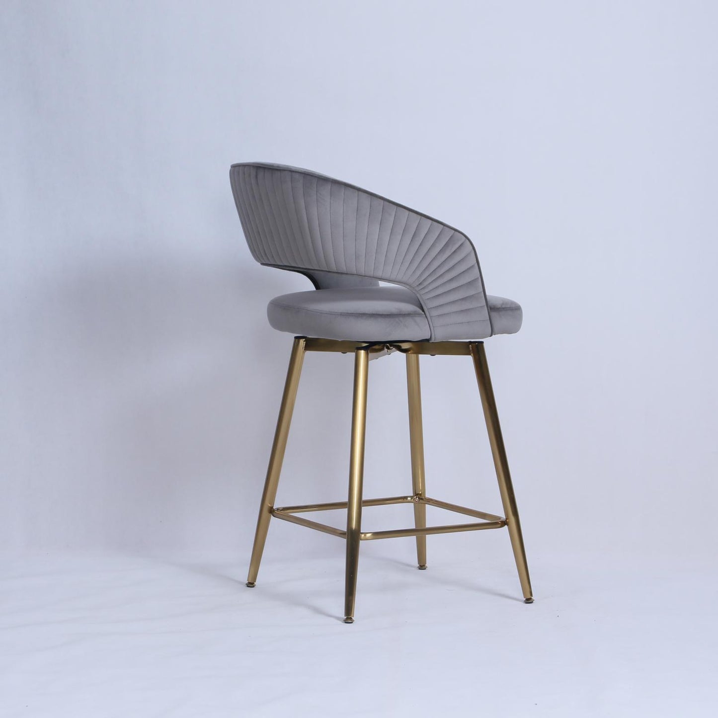 Bella Swivel Stool | Grey Velvet