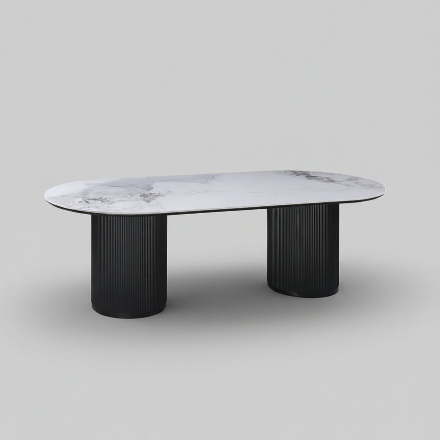 Grove Table 240cm | Chanel Stone Top - Black Base