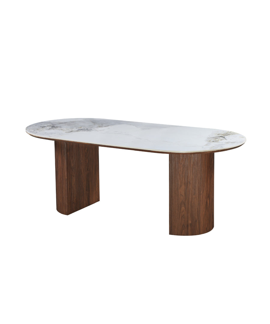 Eclipse Table 200cm | Walnut Base - Chanel Stone Top