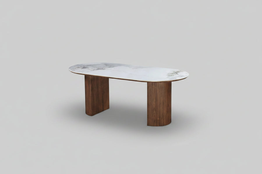 Eclipse Table 200cm | Walnut Base - Chanel Stone Top
