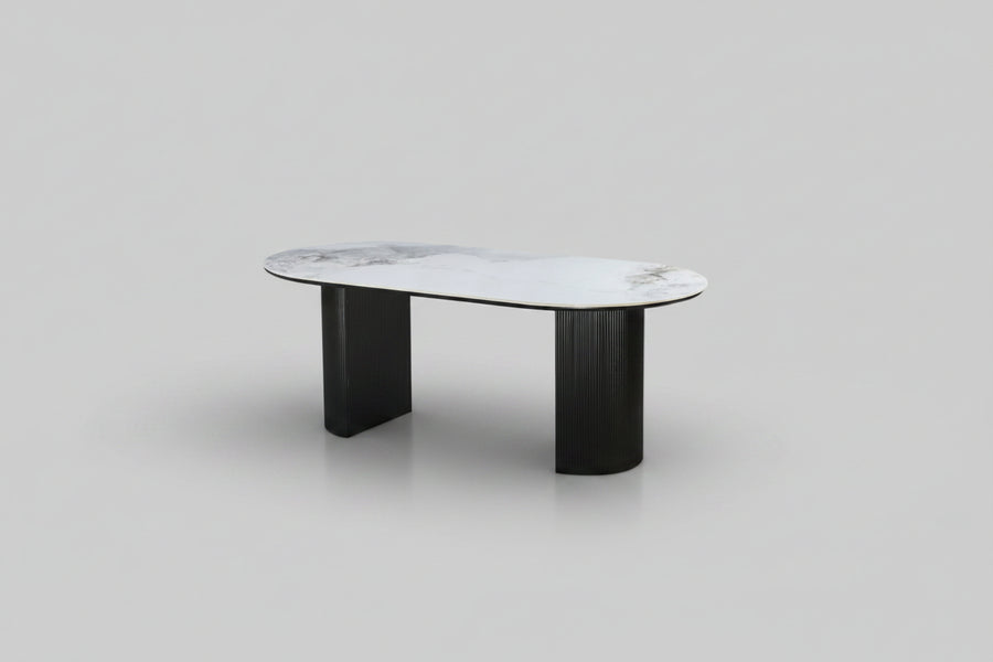 Eclipse Table 200cm | Black Base - Chanel Stone Top