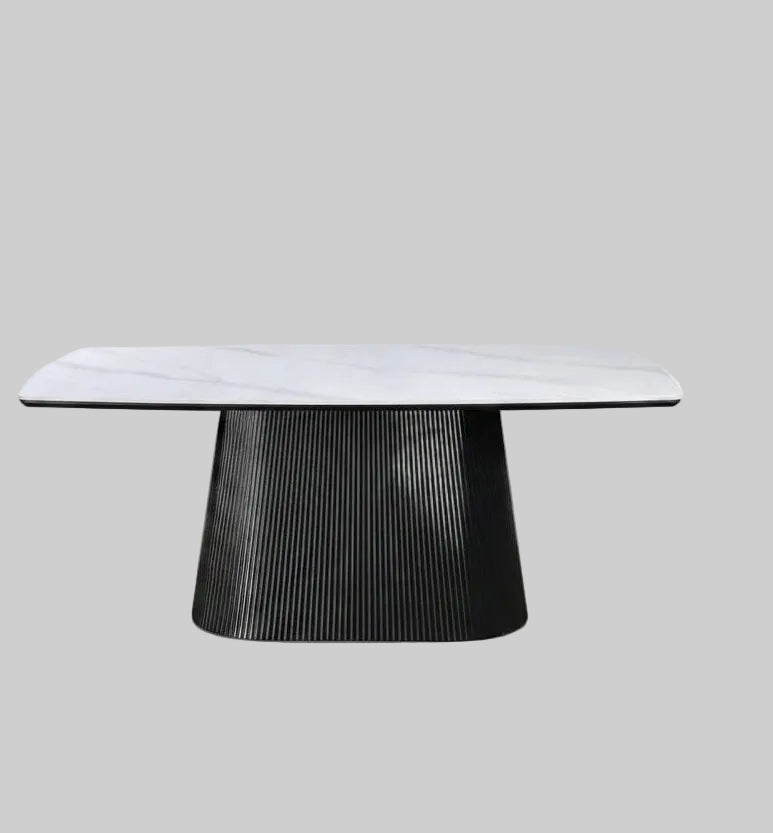 Artemis Table 180cm | Black Base - Snow White Stone Top