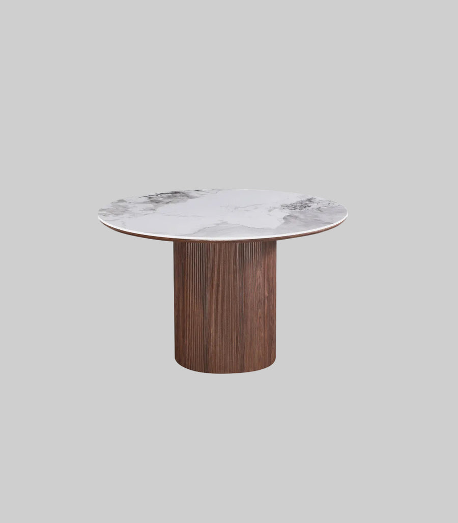 Grove Round Table 120cm | Walnut Base - Chanel Stone Top