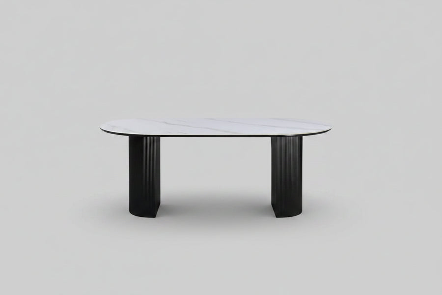 Eclipse Table 200cm | Black Base - Snow white Stone Top
