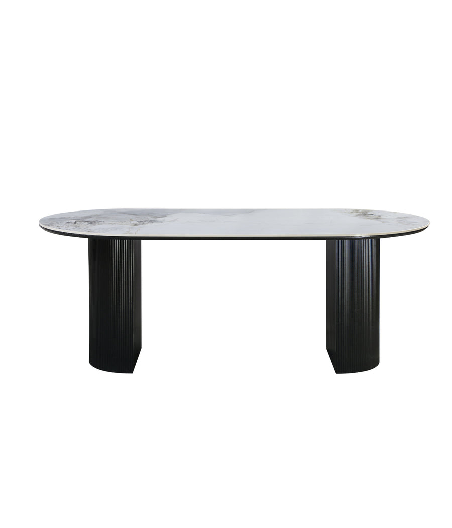 Eclipse Table 200cm | Black Base - Chanel Stone Top