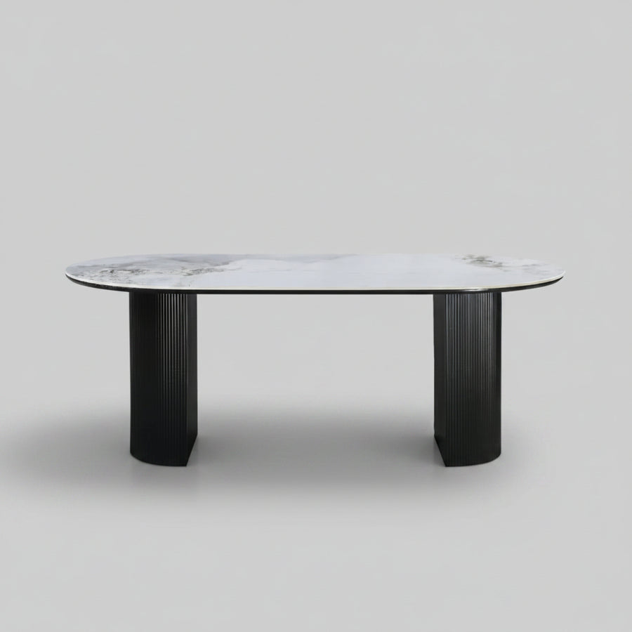 Eclipse Table 200cm | Black Base - Chanel Stone Top