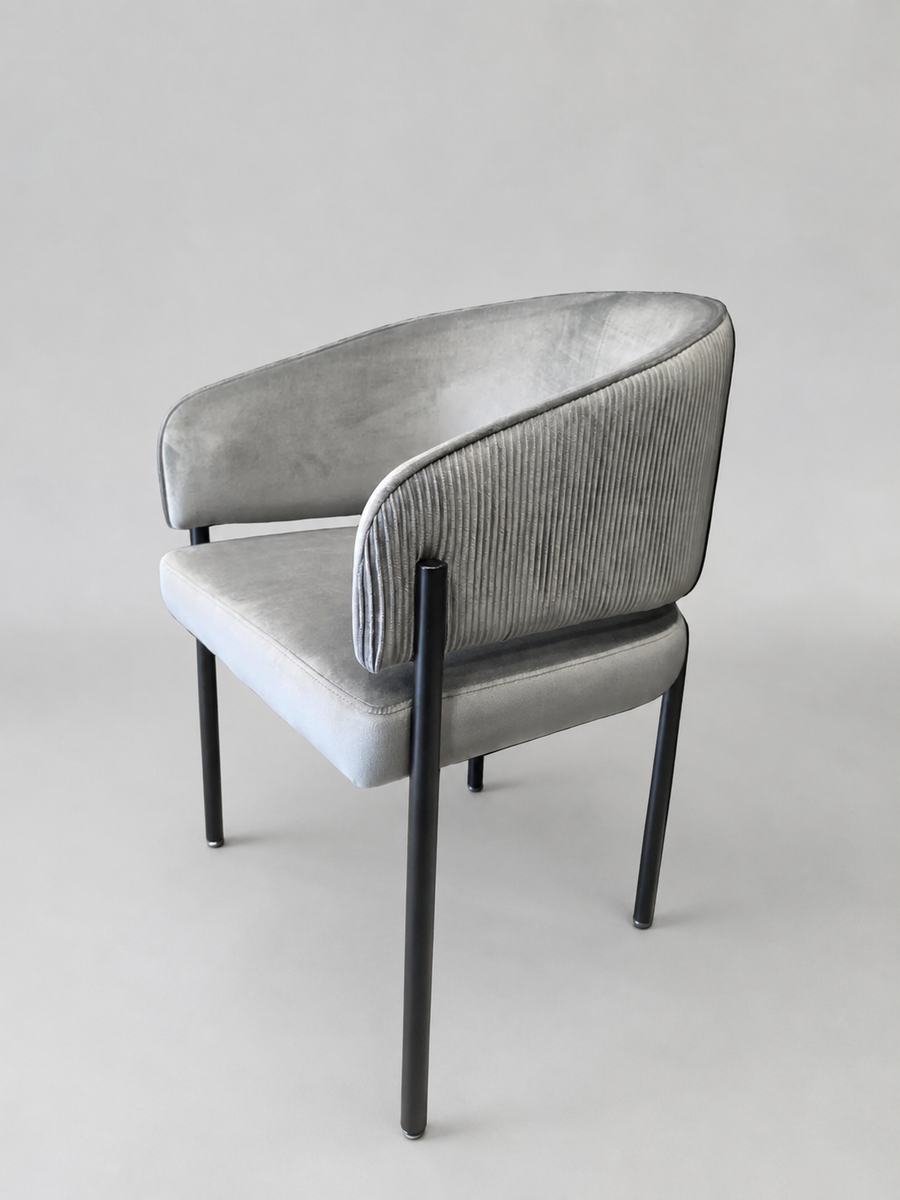 Tiffany Pleated Chair | Grey Velvet
