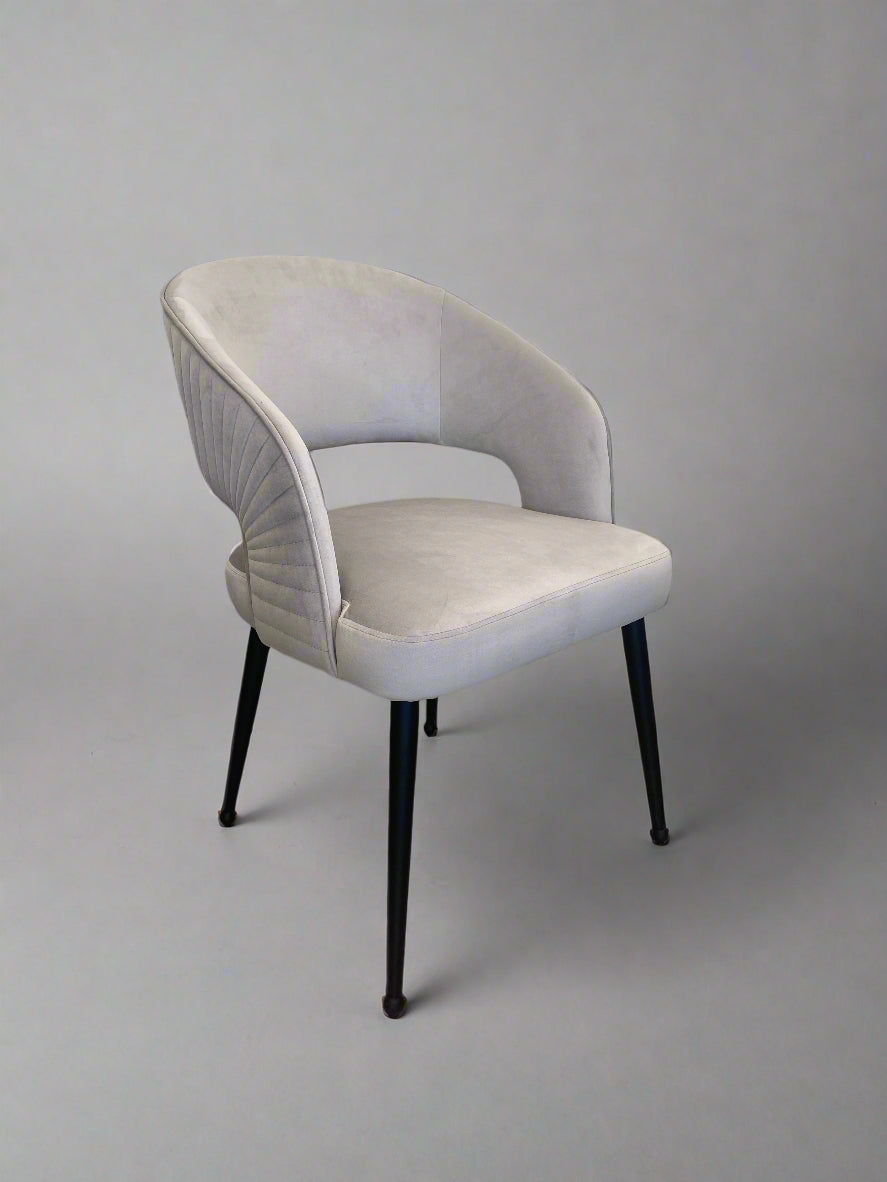 Bella Chair | Silver Velvet Black Legs