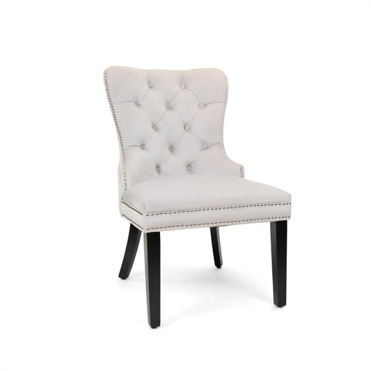 Xini Chair | Silver Velvet Wood Legs