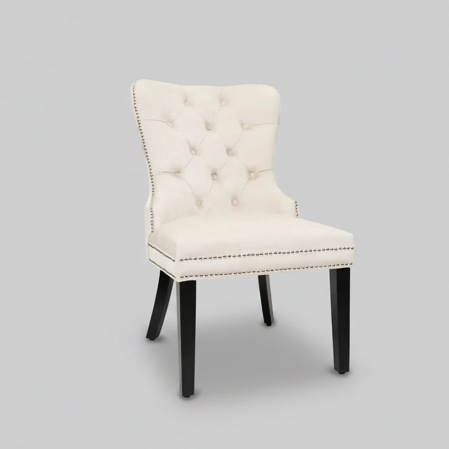 Xini Chair | Offwhite Velvet Wood Legs