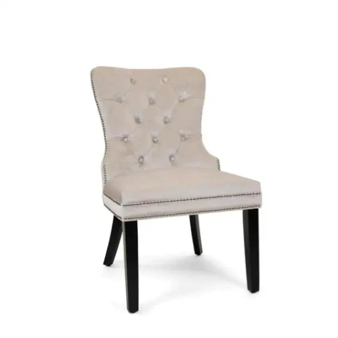 Xini Chair | Champagne Velvet Wood Legs