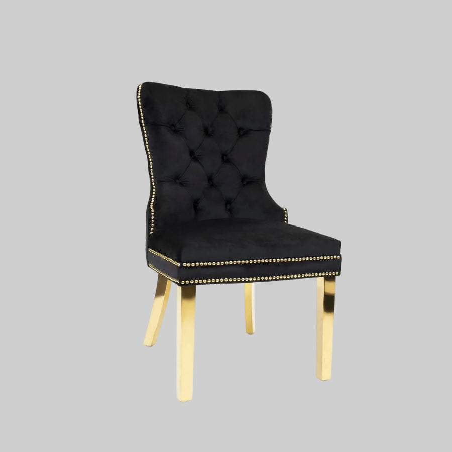 Xini Chair Gold Trim | Black Velvet