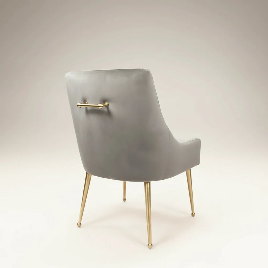 Diore Chair | Gray Velvet Brushed Gold legs