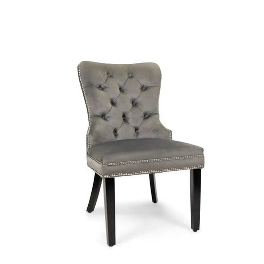 Xini Chair | Gray Velvet Wood Legs
