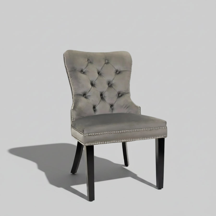 Xini Chair | Gray Velvet Wood Legs