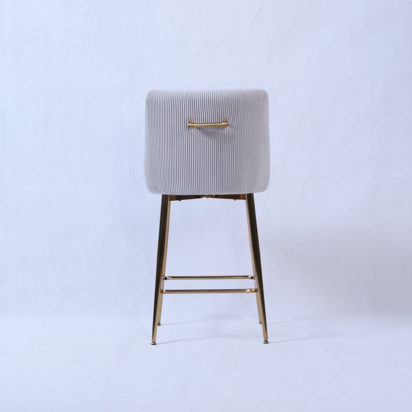 Caviar Stools - Gray Velvet Brushed Gold Legs