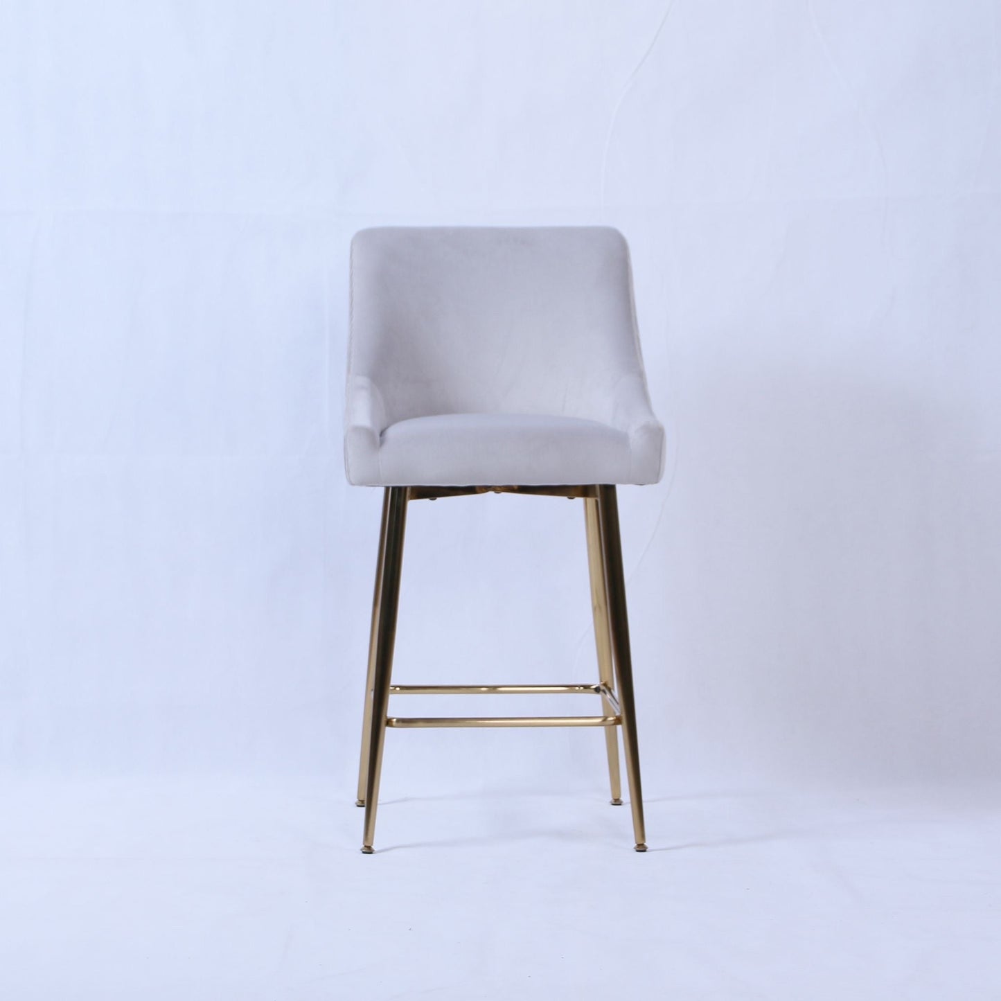 Caviar Stools - Gray Velvet Brushed Gold Legs