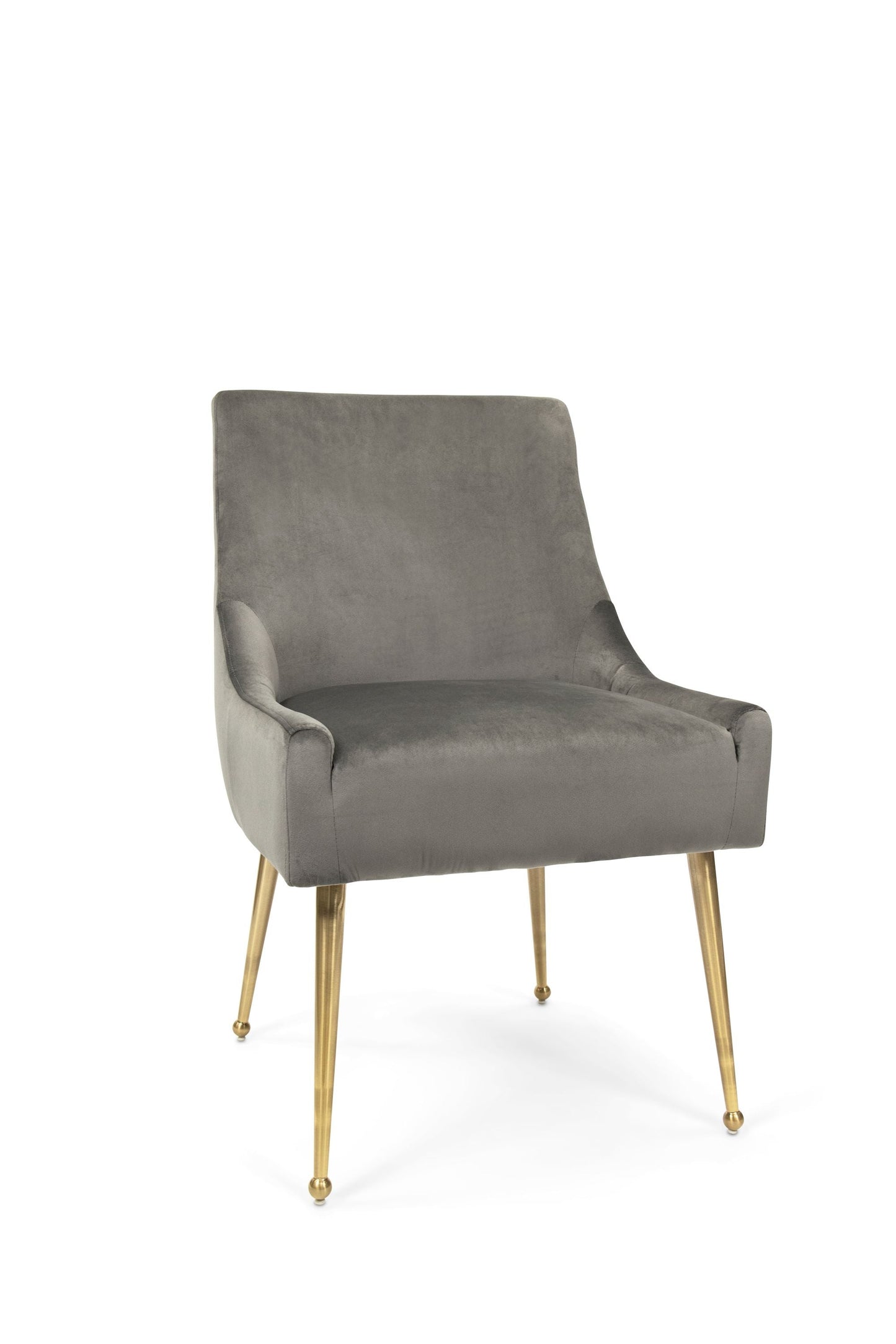 Diore Chair | Gray Velvet Brushed Gold legs