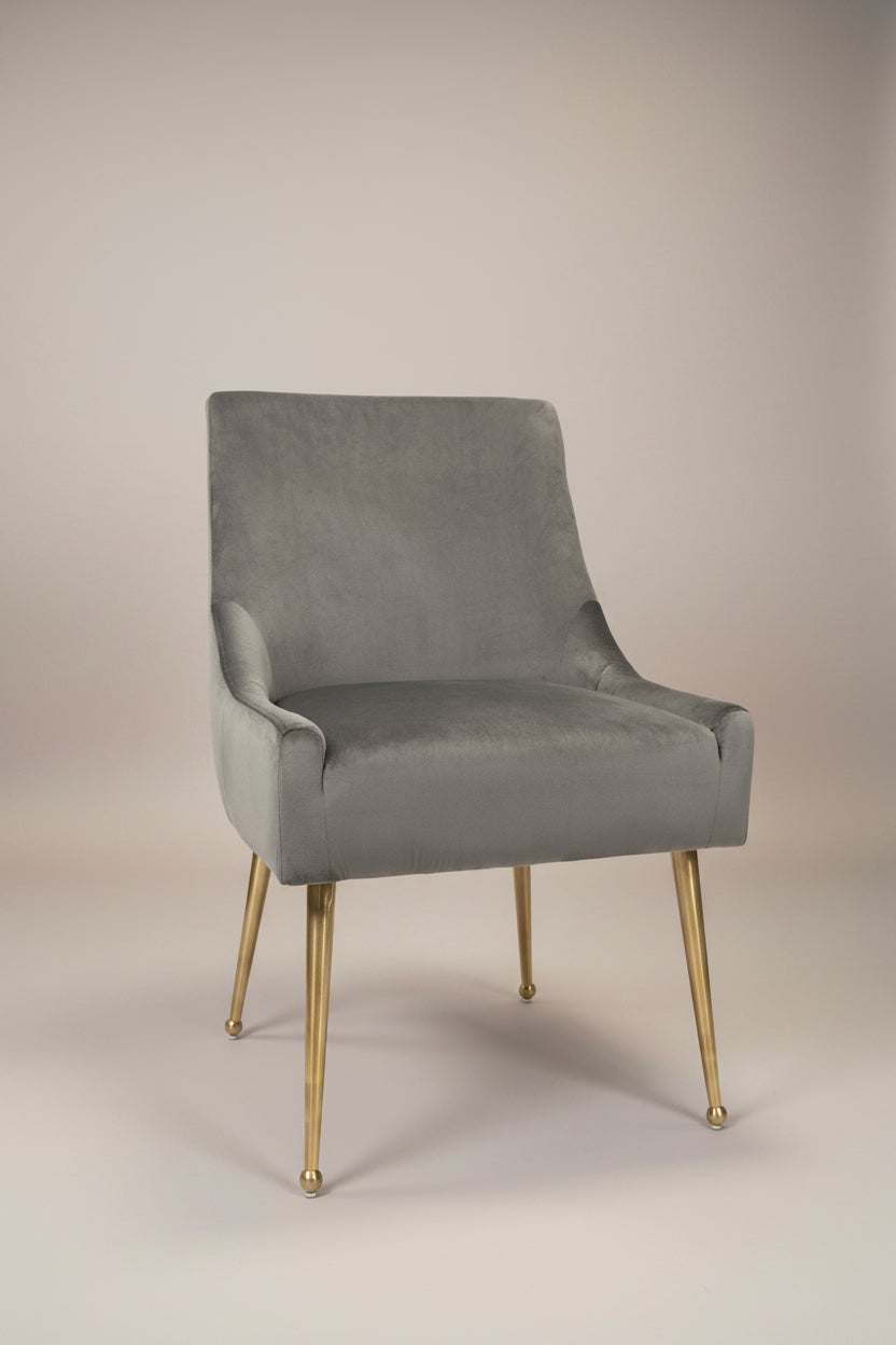 Diore Chair | Gray Velvet Brushed Gold legs