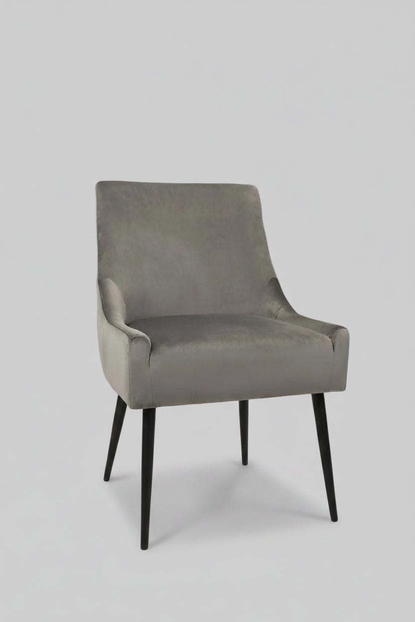 Diore Chair | Gray Velvet Brushed Gold legs
