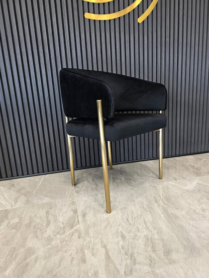 Tiffany Pleated Chair | Black Velvet