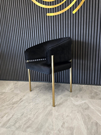 Tiffany Pleated Chair | Black Velvet