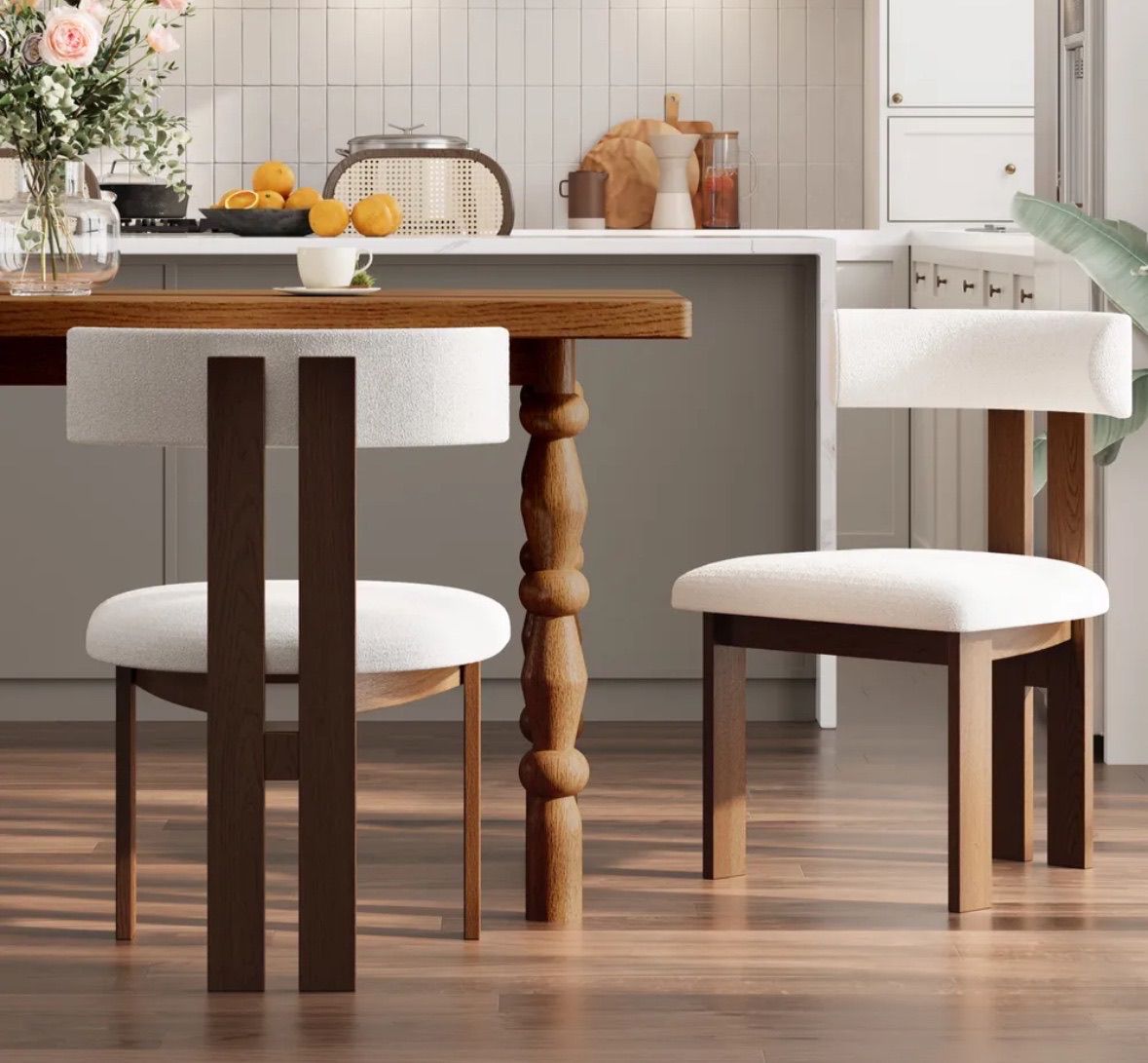 Arista Chair | Walnut Wood - OffWhite Velvet