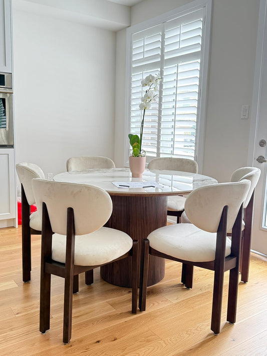 Dove Chair | Walnut Wood - OffWhite Velvet