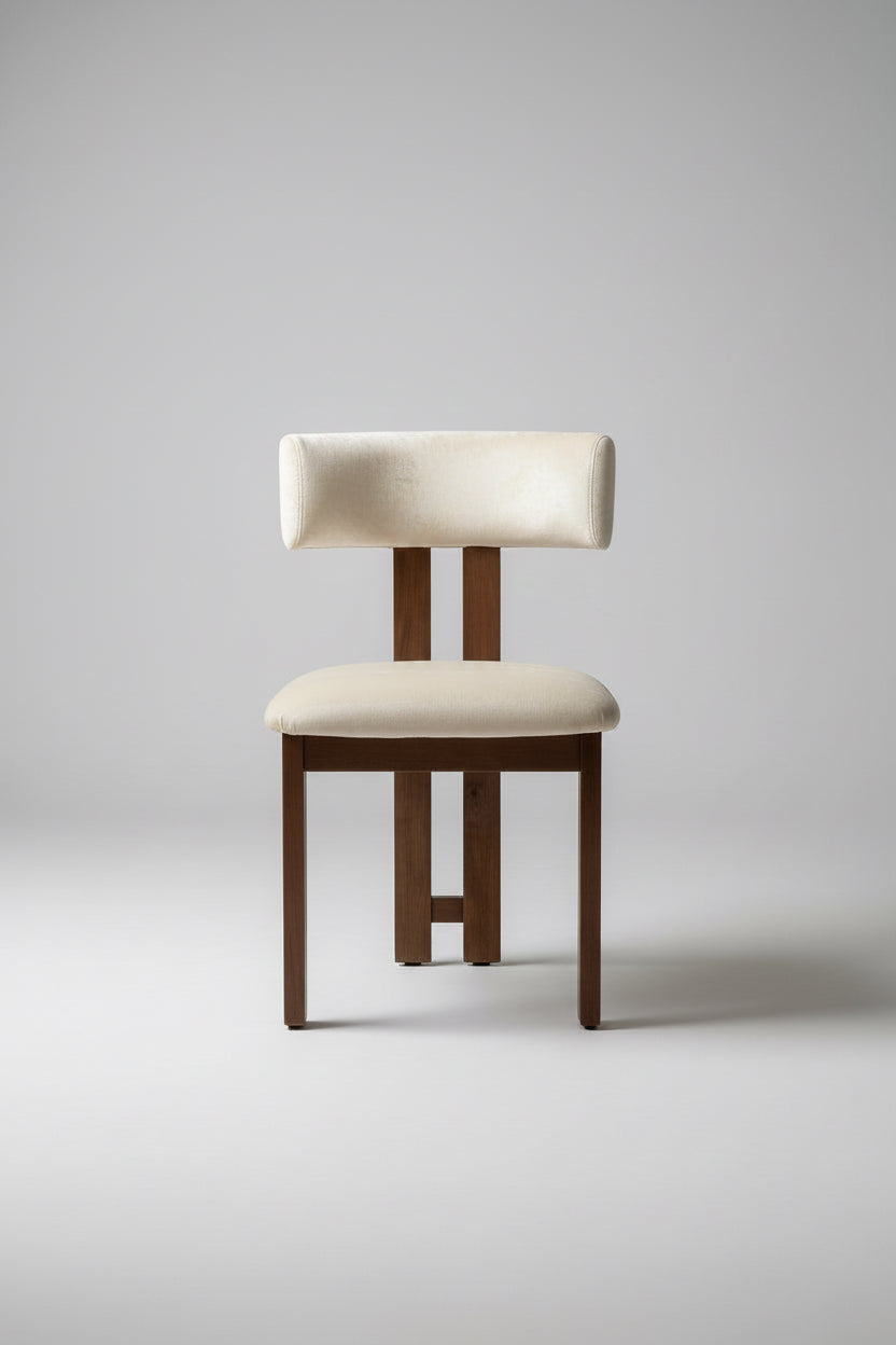 Arista Chair | Walnut Wood - OffWhite Velvet