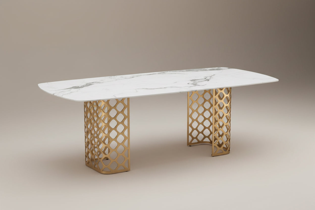 Skylar Dining Table | 240cm Golden Base