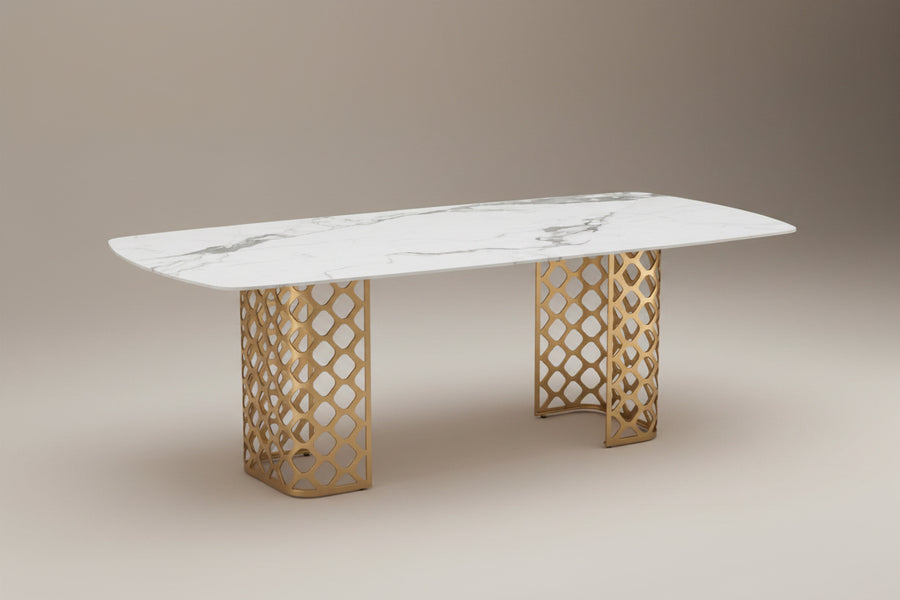Skylar Dining Table | 240cm Golden Base