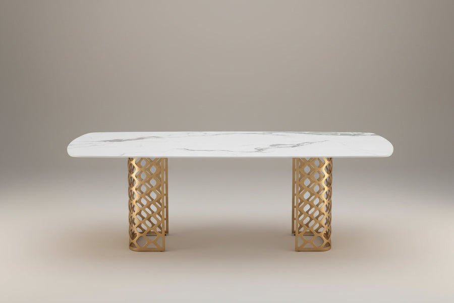 Skylar Dining Table | 240cm Golden Base
