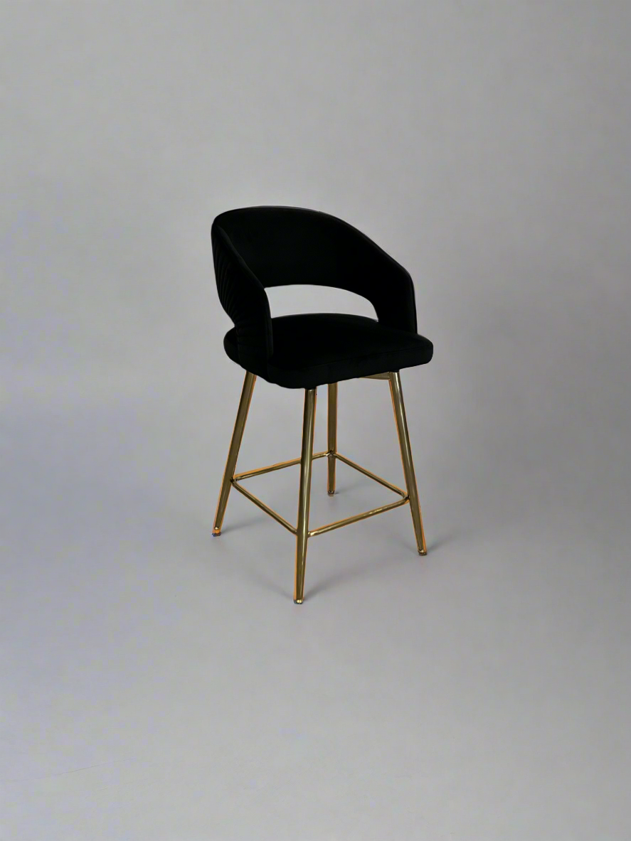 Bella Swivel Stool | Black Velvet