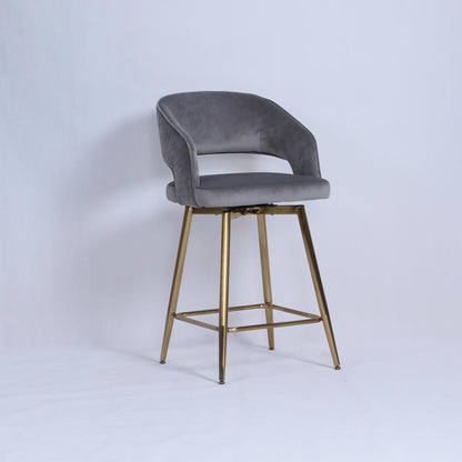 Bella Swivel Stool |  Grey Velvet