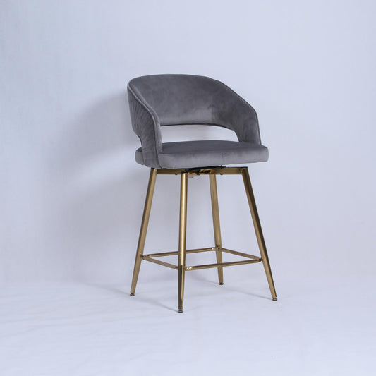 Bella Swivel Stool |  Grey Velvet