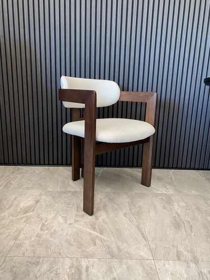 Ebony Chair | Walnut - Boucle Fabric